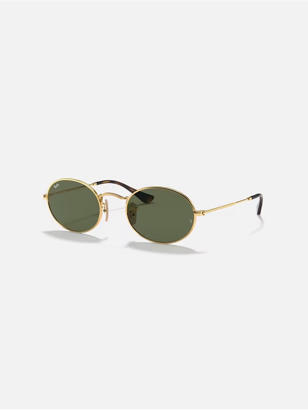 Ray-Ban Gold Metal Oval Sunglasses with Green Lenses